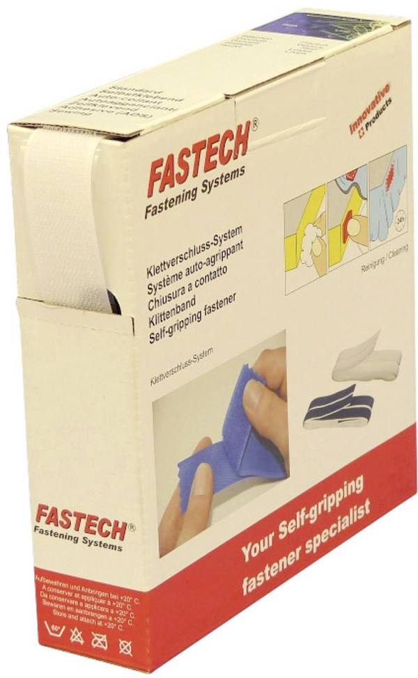 FASTECH® B25-SKL01000010 pásik so suchým zipsom, zalepenie hotmelt, háčiková časť, (d x š) 10 m x 25 mm, biela, 10 m