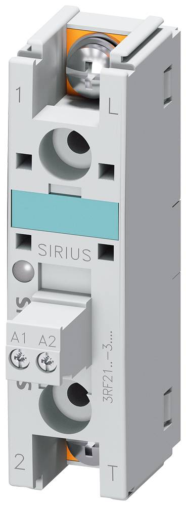 Príslušenstvo modulu 'Schütz' zo série SIRIUS, šedé puzdro s tyrkysovým detailom, dva skrutkové pripojenia hore, dva dole.