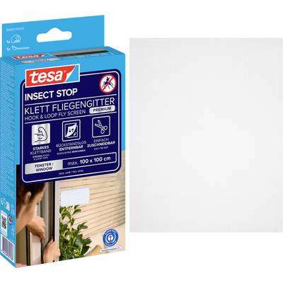 Balenie pre tesa Insect Stop samolepiace lepidlo na mušky, znázornené s bielym obdĺžnikovým panelom obrazovky vedľa krabice.