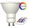 LightMe LM85190-2 LED En.trieda 2021 G (A - G) GU10 klasická žiarovka 4.5 W = 28 W RGBW (Ø x d) 50 mm x 57 mm meniace farbu, stmievateľná, vr. diaľkového ovládania 1 ks