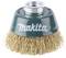 Drôtená kefa v zelenej farbe s nápisom 'Makita', používaná na odstraňovanie hrdze alebo farby z povrchov.