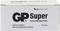 GP Super Alkalická batéria, balenie 44 kusov, s nápisom "Bez pridaného ortuti", názov produktu a špecifikácie.