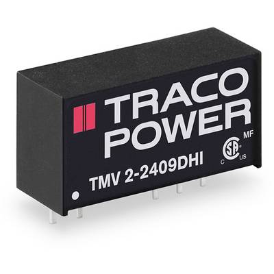 Čierne elektronické modul s bielymi nápismi: 'TRACO POWER TMV 2-2409DHI'. Obdĺžnikový tvar s kovovými kolíkmi dole.