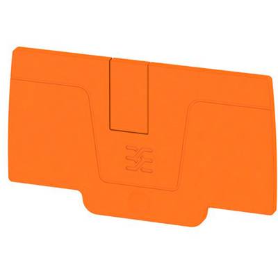Oranžová plastová súčiastka s centrálnym uzatváracím mechanizmom a razenom logom v strede.