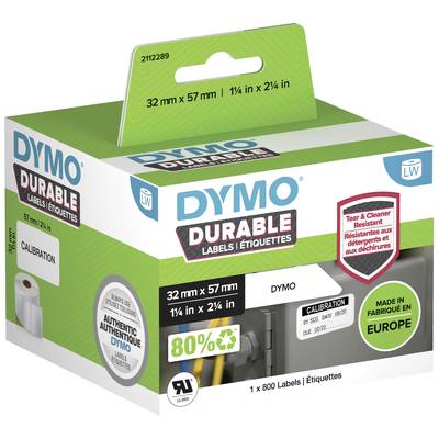 Balenie obsahuje 800 odolných etikiet Dymo, rozmer 32 mm x 57 mm. Vyrobené v Európe, ideálne pre drsné povrchy.