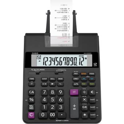 Kalkulačka s papierovým pásom zobrazuje matematickú operáciu a výsledok. Na displeji je zobrazené '150' a '1234567890,12'.