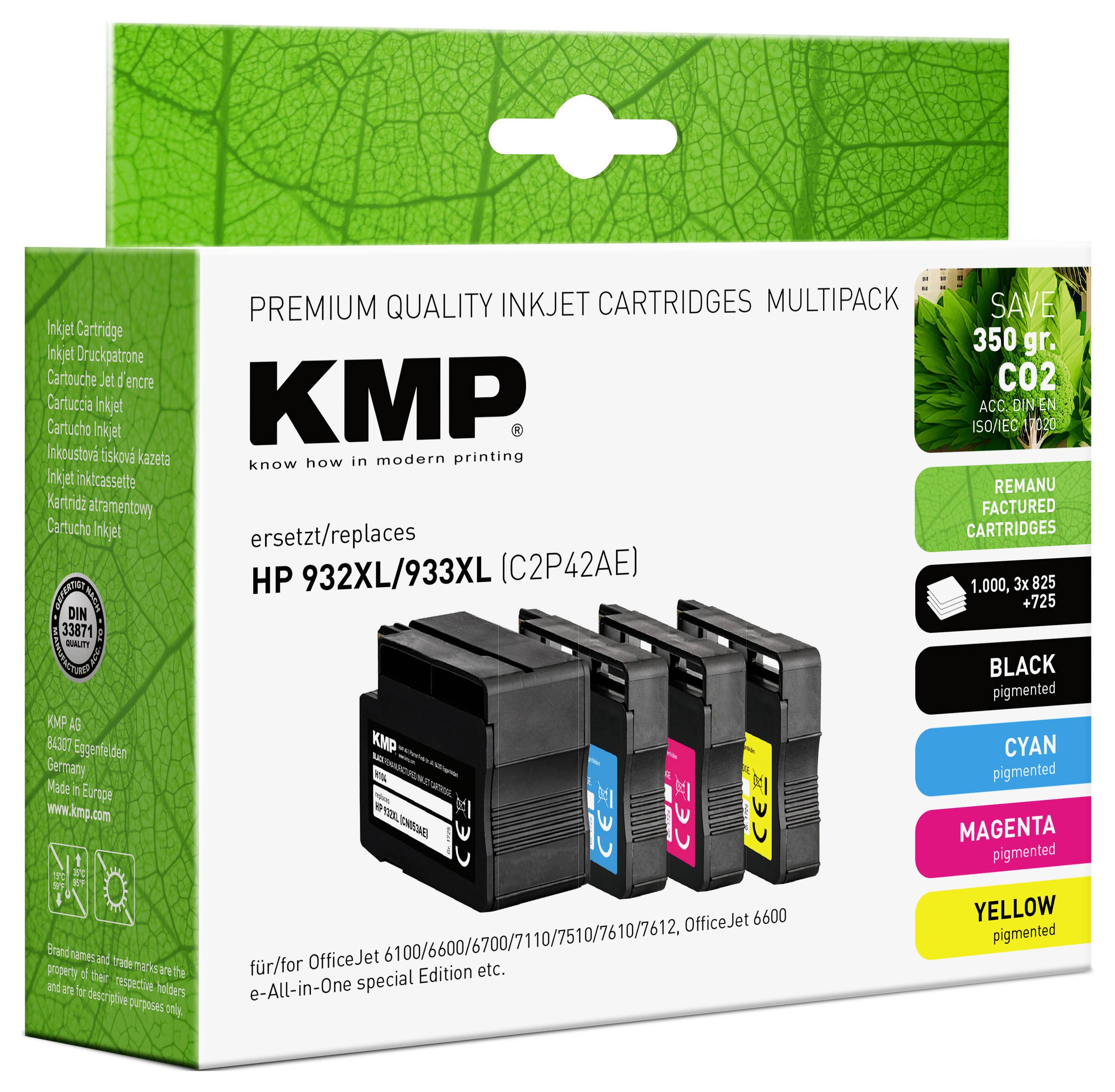 KMP Ink náhradný HP 932XL, 933XL, CN053AE, CN054AE, CN055AE, CN056AE kompatibilná kombinované balenie čierna, zelenomodr-1