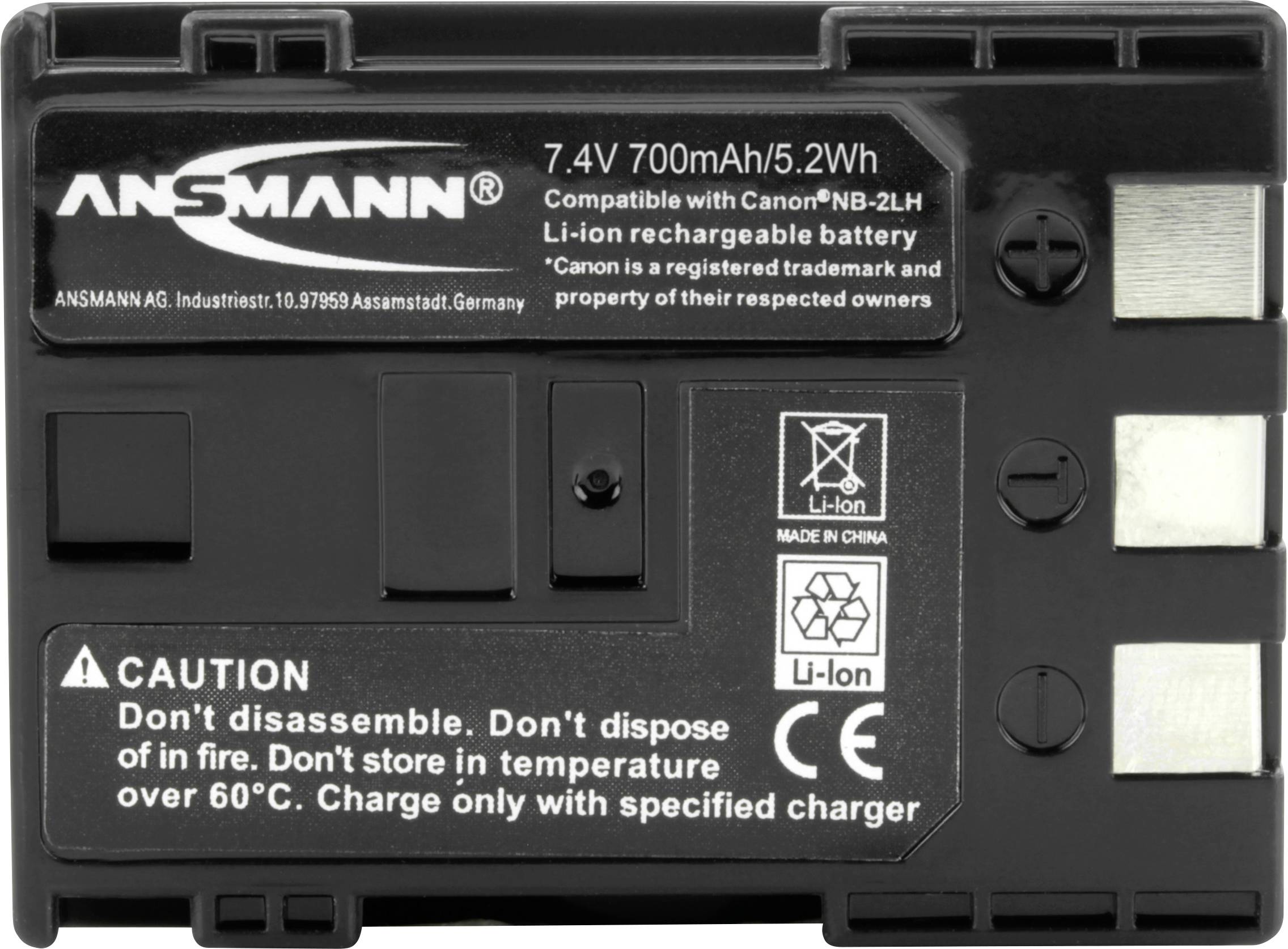 'Akumulátor 7,4V 700mAh pre Canon NB-2LH kompatibilný. Nerozoberať, nespaľovať ani neskladovať pri teplote nad 60°C. Nabíjať len pomocou špeciálnej nabíjačky.'