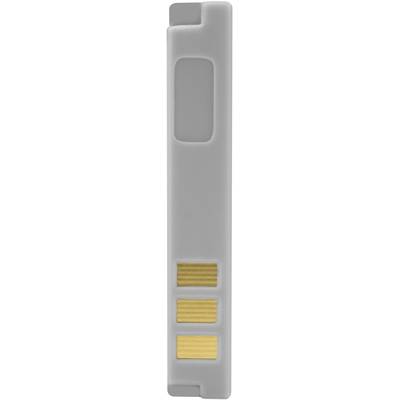 Sivý USB kľúč so žltými kontaktmi, vertikálne orientovaný. Dizajn je jednoduchý a funkčný, pravdepodobne určený na ukladanie dát.
