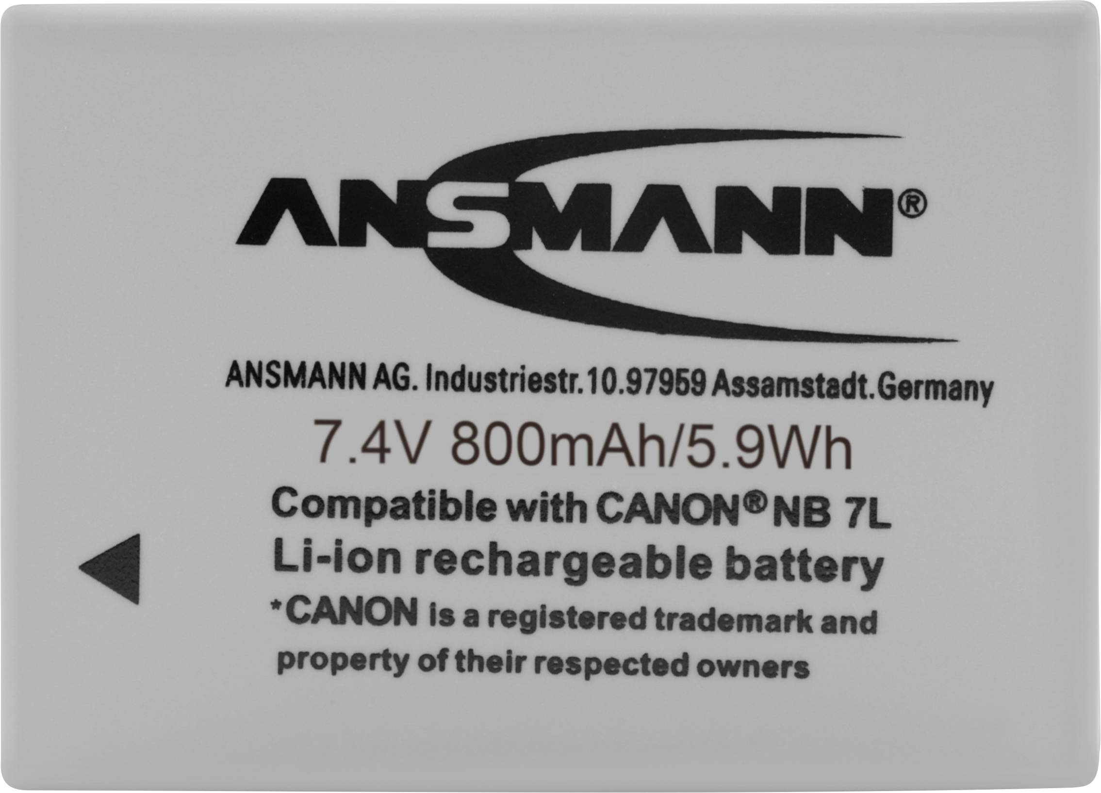 'Ansmann 7,4V 800mAh/5,9Wh lítiovo-iónový akumulátor, kompatibilný s Canon NB 7L. Dobíjateľná batéria pre elektronické zariadenia.'