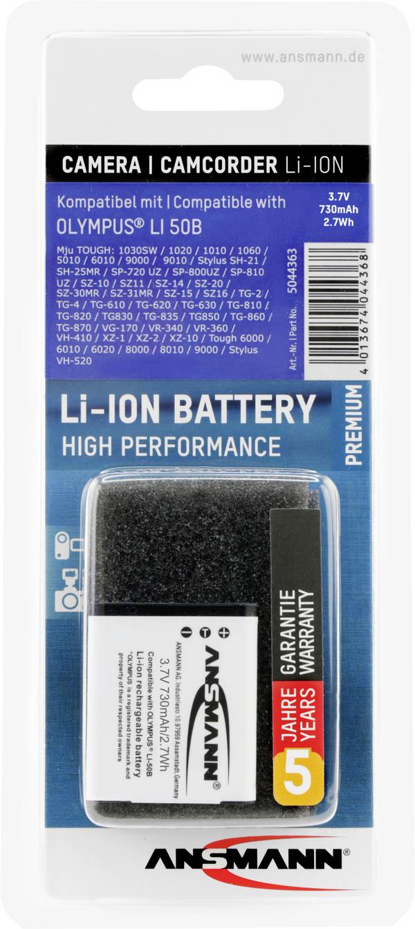 Ansmann LI-50B akumulátor do kamery Náhrada za orig. akumulátor LI-50B 3.7 V 730 mAh