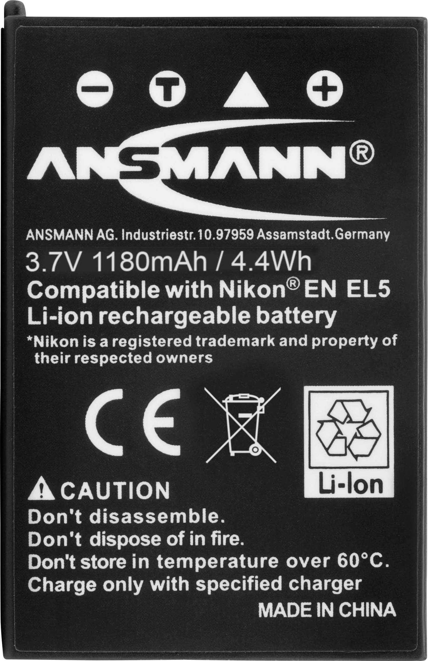 Ansmann EN-EL5 Camera-accu Vervangt originele accu EN-EL5 3.7 V 1180 mAh afbeelding