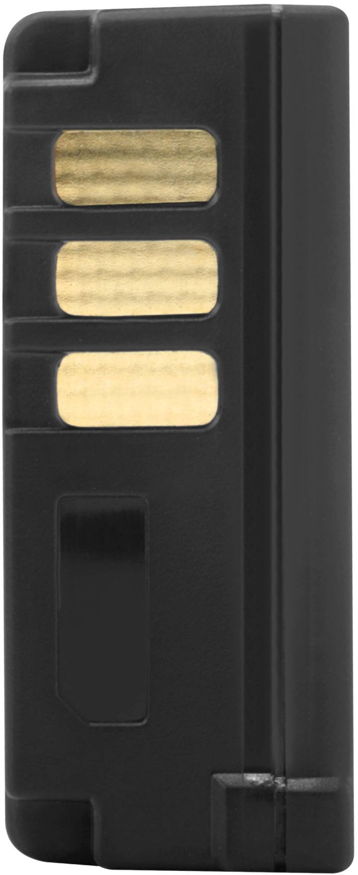 Čierny USB kľúč s tromi zlatými kontaktmi, vertikálne orientovaný.