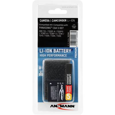 'ANSMANN Li-Ion akumulátor pre fotoaparát/videokameru Panasonic, model CGA S 007. Napätie: 3,7V, kapacita: 700mAh. 3 roky záruka.'