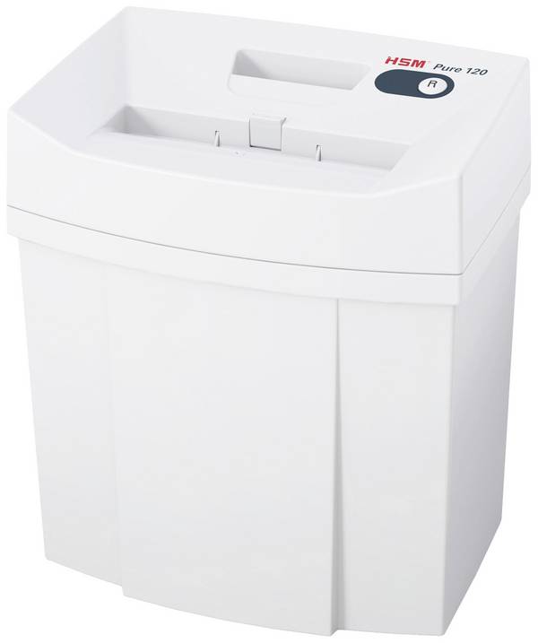 HSM Pure 120 skartovačka časticový rez 4 x 25 mm 20 l Počet listov (max.): 6 listov  Krížový rez sponky do zošívačky, kreditná karta, kancelárske sponky