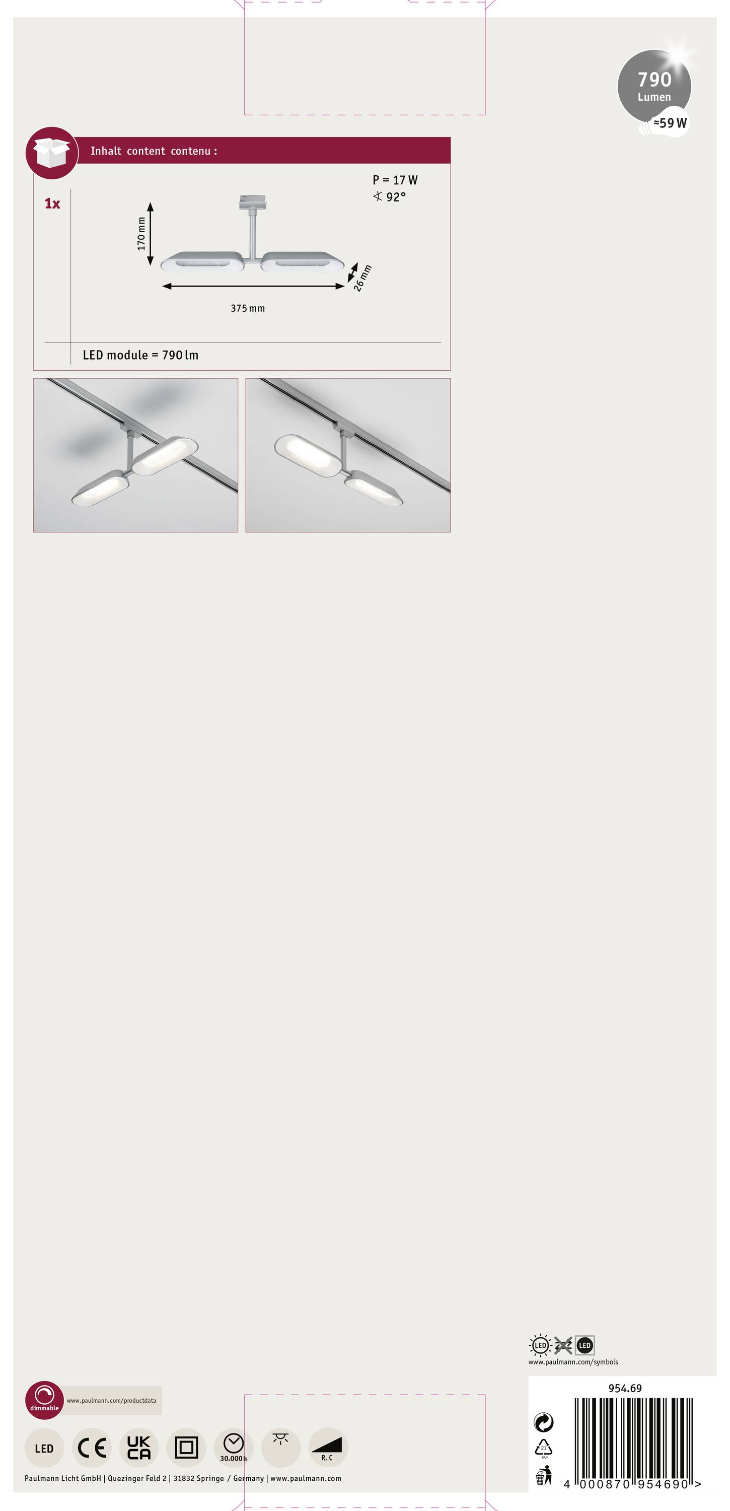 Balenie pre stropné svietidlo s LED modulom, 37W, zobrazujúce inštalačný diagram a dva príklady použitia.