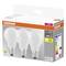 Balenie s tromi LED žiarovkami OSRAM, pätica E27, 806 lúmenov, ekvivalent 60 W, teplé biele svetlo, energetická trieda E.