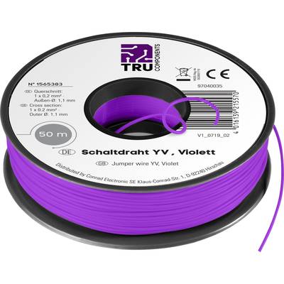 TRU COMPONENTS 1565383 spojovací drôt Yv 1 x 0.20 mm² fialová 50 m