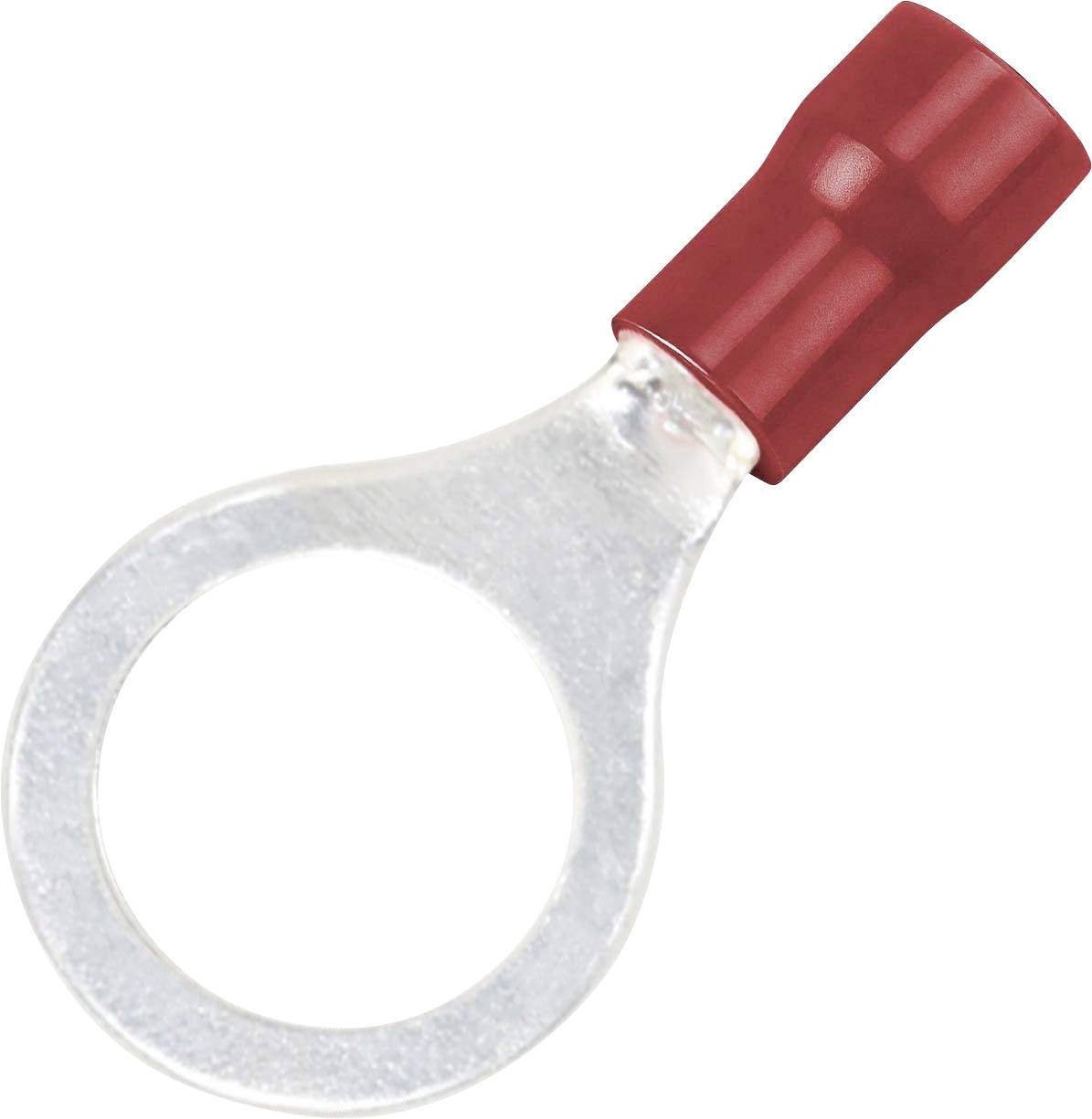 TRU COMPONENTS 746762 guľaté káblové oko Prierez=1.50 mm² Ø otvoru=8.4 mm čiastočne izolované červená 100 ks