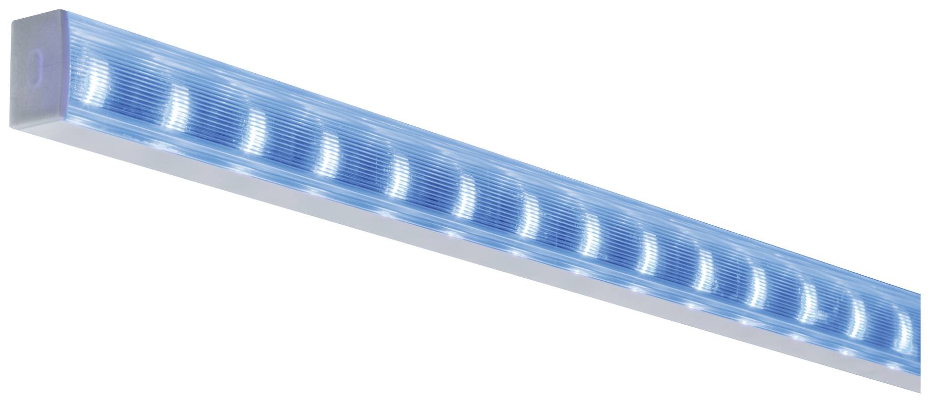 LED pásik s modrým svetlom, obdĺžnikového tvaru, vhodný pre dekoratívne osvetlenie.