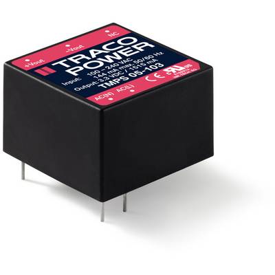 Kompaktný Traco Power transformátor so vstupom 100–240 V AC a výstupom 14 V DC, 1,4 A. Puzdro v červeno-čiernej farbe so štyrmi pripájacími kolíkmi.