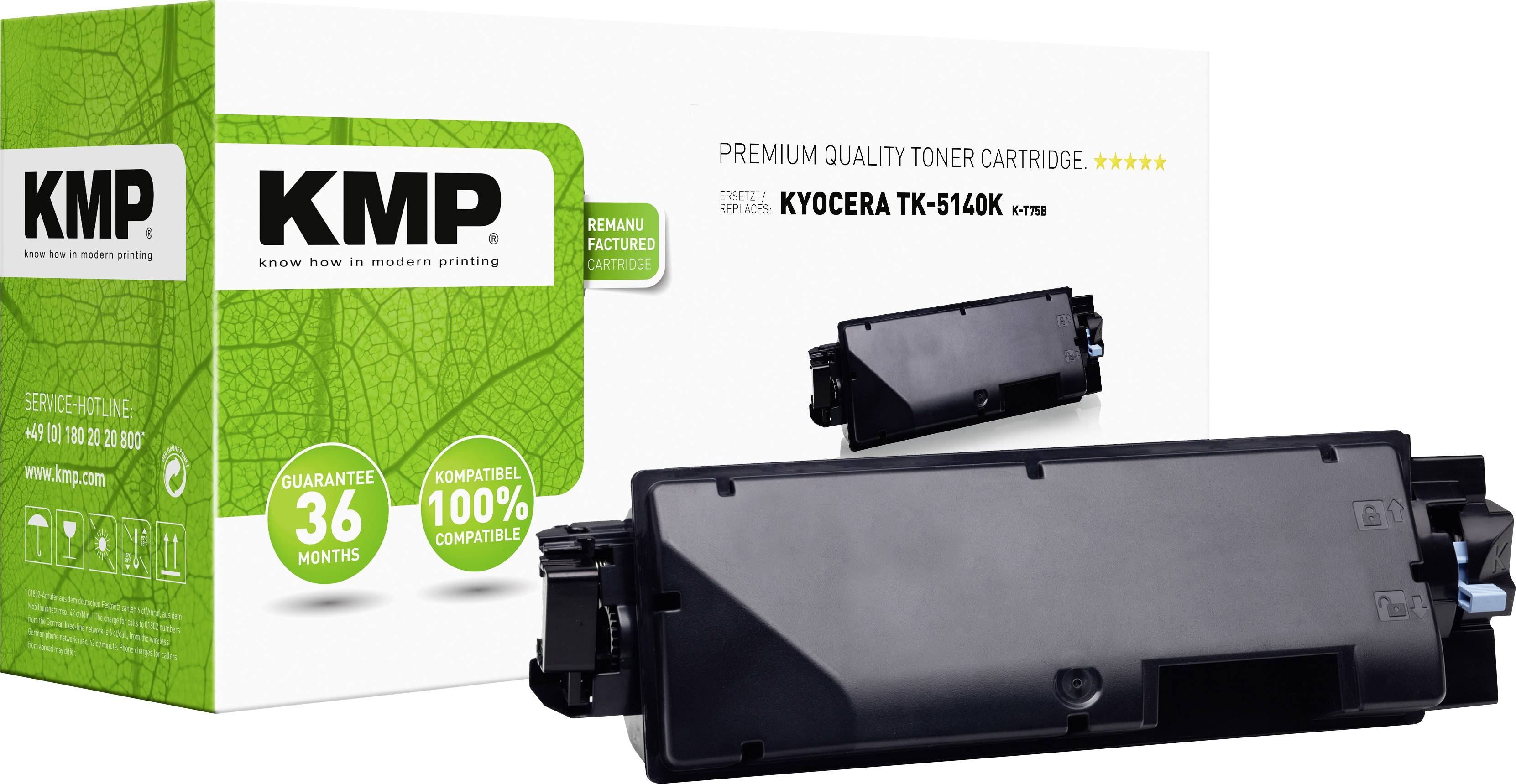 KMP Toner  K-T75B remplace Kyocera TK-5140K compatible noir 7000 pages