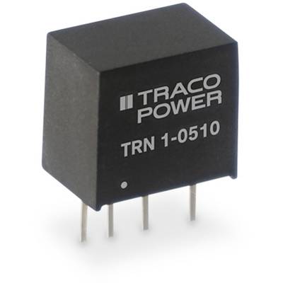 Čierny elektronický komponent s nápisom 'TRACO POWER TRN 1-0510' vedľa troch kovových kolíkov.