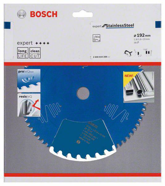 'BOSCH' pílový list na nehrdzavejúcu oceľ, priemer 192 mm, dlhodobo odolný, čistý rez, chránený pred koróziou, vhodný pre oceľové aplikácie.