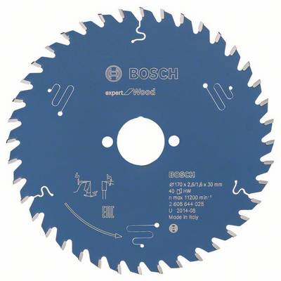 'Bosch kotúč na rezanie dreva, priemer 170 mm, 40 zubov, max. 11200 ot./min, vyrobené v Taliansku.'