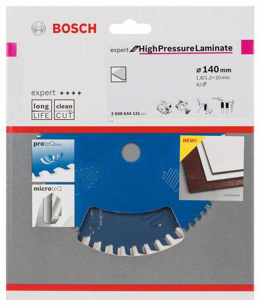 Pílový list na vysokotlakový laminát, priemer 140 mm, vhodný na dlhú životnosť a čisté rezy. Značka Bosch.