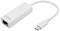 Biely USB-C na Ethernet adaptér, ktorý umožňuje káblovým spôsobom pripojiť internetové pripojenie pre zariadenia s USB-C portom.
