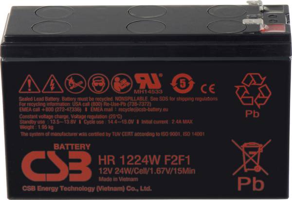 CSB Battery HR 1224W high-rate HR1224WF2F1 olovený akumulátor 12 V 5.8 Ah olovený so skleneným rúnom (š x v x h) 151 x 98 x 51 mm plochý konektor 6,35 mm  bezúdržbová, nebadateľné vybíjanie