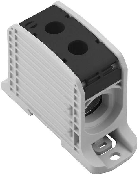 Elektrický pripojovací blok s dvoma vstupmi, vhodný na upevnenie a prepojenie káblov v rozvádzači.