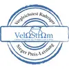 Embléma 'VeloStrom', ktoré označuje víťaza v pomere ceny a výkonu v porovnávacom teste nosičov bicyklov, obsahuje logo bicykla.