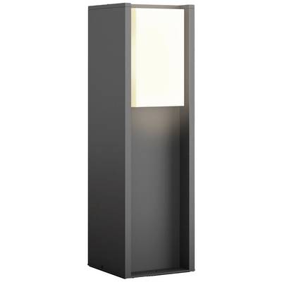 Moderná, obdĺžniková vonkajšia lampa s hornou svietiacou časťou, vhodná na osvetlenie chodníkov alebo záhrad.