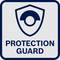 Šedý štít s modrým symbolom ochranného štítu a nápisom 'Protection Guard'.