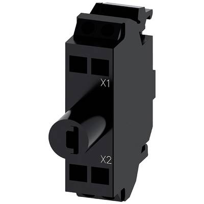 Čierna, obdĺžniková elektrická súčiastka s označením 'X1' a 'X2'. Má vyčnievajúci valcovitý konektor.