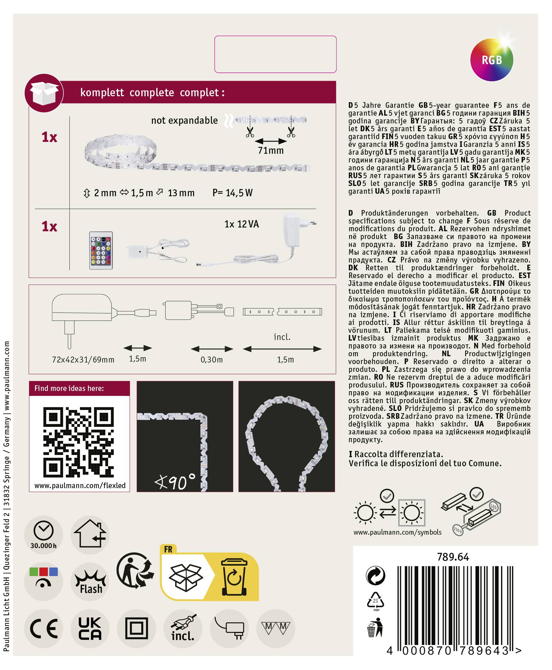 Paulmann FlexLED 3D 78964 LED pásik základná sada konektor 12 V 1.5 m RGB-10