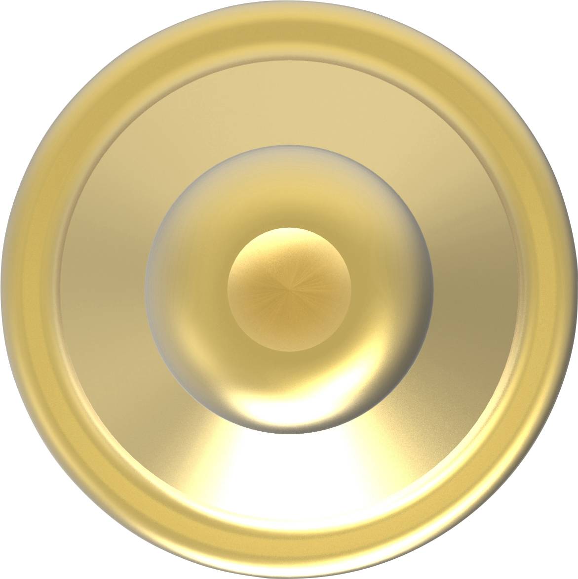 Zlatý zvon v detailnom zábere, lesklý a vyleštený, oproti neutrálnemu pozadiu.