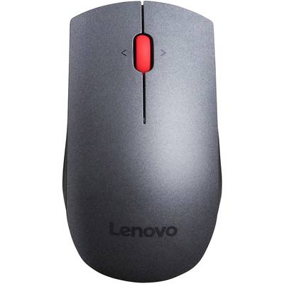 Sivá myš Lenovo s červeným posúvacím kolieskom a dvoma tlačidlami.