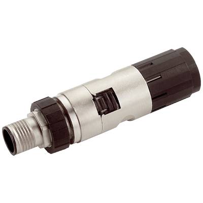 Kovový, valcovitý strojový diel so závitom na jednom konci a plastovými segmentmi, pravdepodobne pneumatický alebo hydraulický spoj.