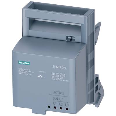 Sivé elektrické zariadenie značky Siemens, model SENTRON, s indikačným pruhom pre 'AKTÍVNY' a 'PORUCHA', ako aj L1, L2, L3.