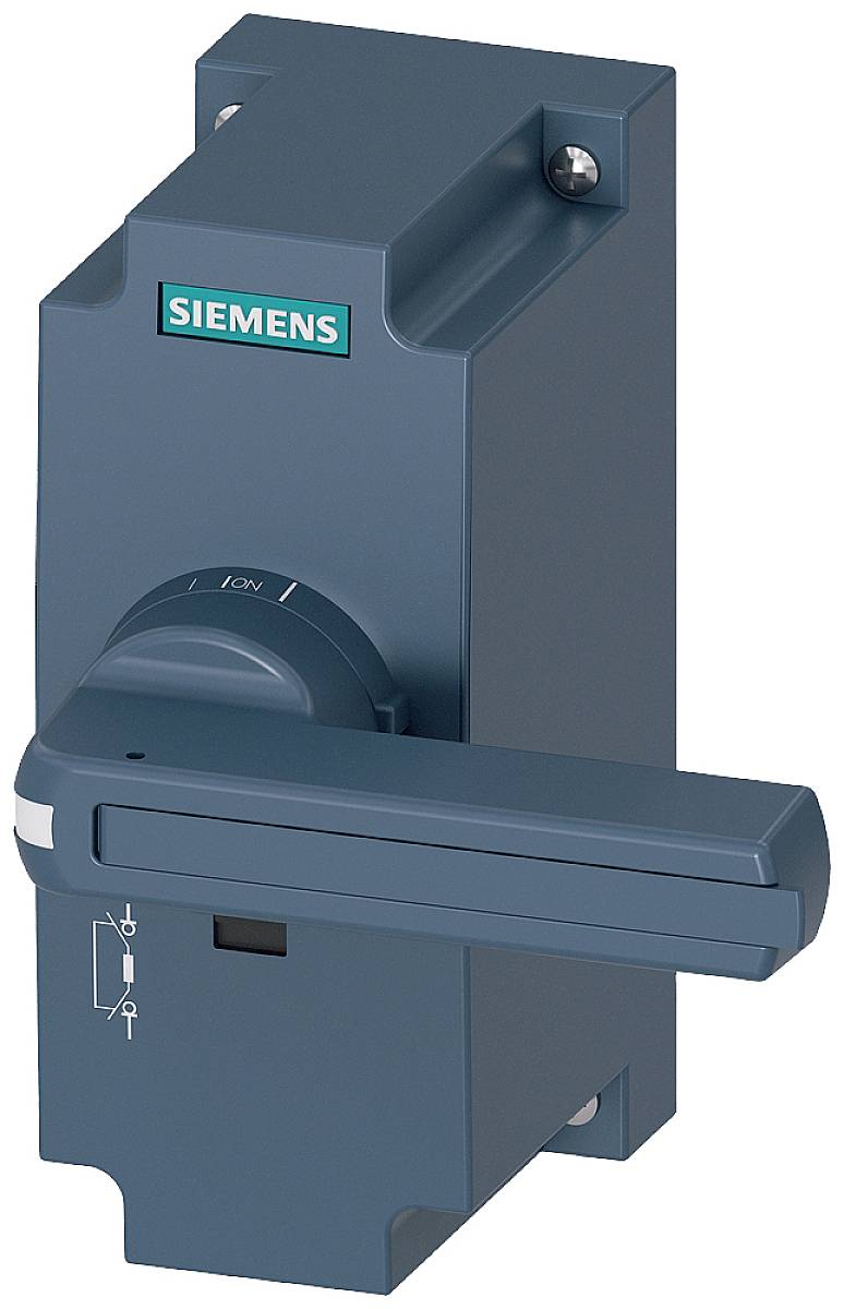 Kľučka s otočným spínačom a logom Siemens; pravdepodobne priemyselný komponent alebo riadenie budovy.
