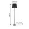 Stojacia lampa s čiernym tienidlom, výška 160 cm, priemer tienidla 360 mm. Napájací kábel dlhý 170 cm.