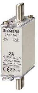 Poistková vložka Siemens, 2A, typ 3NA3 802, pre 500V/120kA, s označením CE.