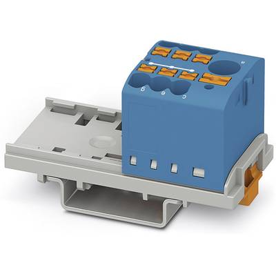 Elektrický konektor s modrou a šedou väzbou púzdra má šesť pripojovacích miest a oranžové páky na upevnenie.