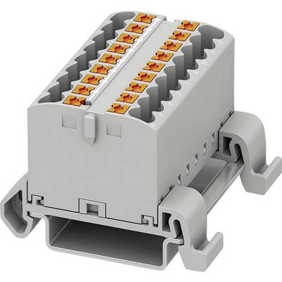 Sivý elektrický konektor s oranžovými svorkami, umiestnený v držiaku, určený pre bezpečné zapojenie v elektronických aplikáciách.
