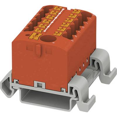 Červený elektrický konektor na sivom držiaku, vhodný pre viaceré drôtové pripojenia v elektrických zariadeniach.
