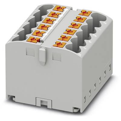 Sivý elektrický konektor s niekoľkými oranžovými svorkami na vrchu, vhodný pre zapájacie aplikácie.
