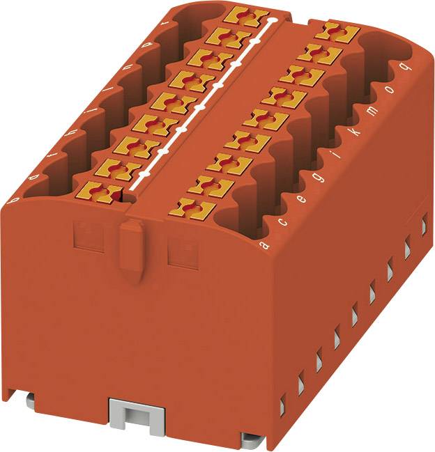 Červený elektrický blok konektorov s viacerými pripojovaciami bodmi, vhodný pre priemyselné aplikácie.